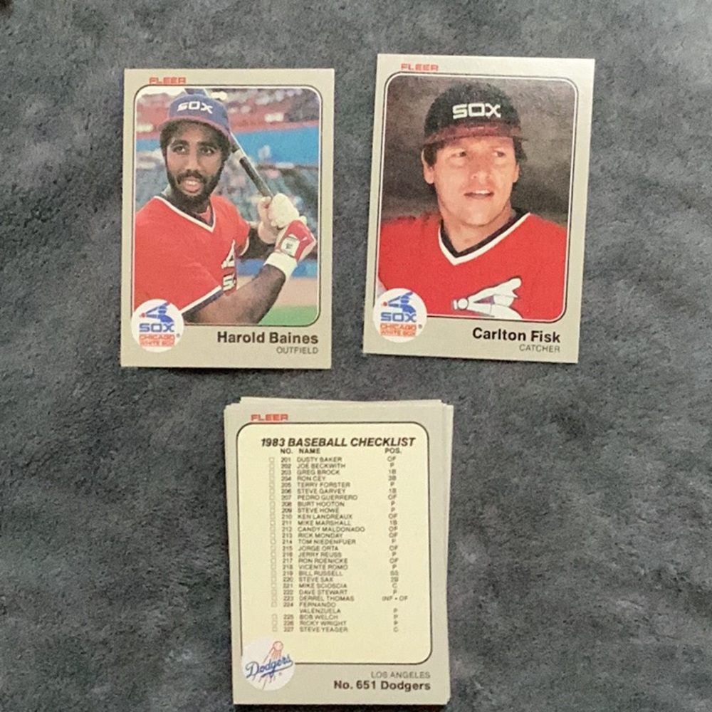 1983 Chicago White Sox Fleer 25 card complete baseball set Baines, Fisk, Kittle